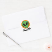 Little Green Alien Ronde Sticker (Envelop)