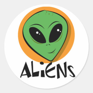 Little Green Alien Ronde Sticker