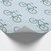 Little Green Bicycles Pattern Blue Gift Wrap Cadeaupapier (Hoek)