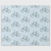 Little Green Bicycles Pattern Blue Gift Wrap Cadeaupapier (Vlak)