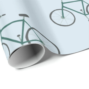 Little Green Bicycles Pattern Blue Gift Wrap Cadeaupapier