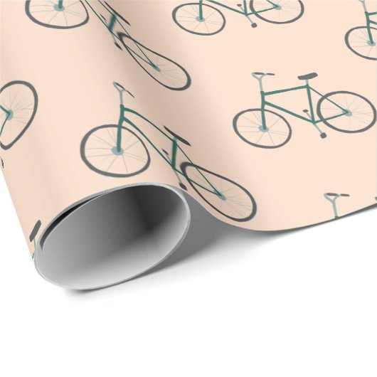 Little Green Bicycles Pattern Gift Wrap Cadeaupapier (Rol Hoek)