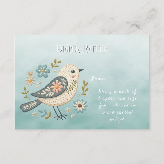 Little Green Bird Floral Baby shower Informatiekaartje (Voorkant)