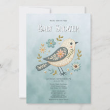Little Green Bird Floral Baby shower