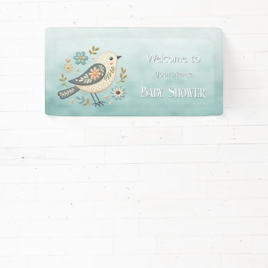 Little Green Bird Floral Baby shower Spandoek (Insitu)