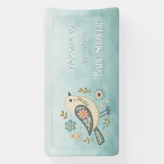 Little Green Bird Floral Baby shower Spandoek (Verticaal)