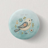 Little Green Bird Floral Button (Voorkant)