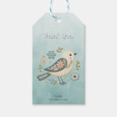 Little Green Bird Floral Gift Label Cadeaulabel (Voorkant)