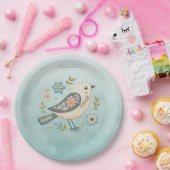 Little Green Bird Floral Paper Bord (Feest)