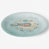 Little Green Bird Floral Paper Bord (Gekanteld)