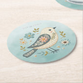 Little Green Bird Floral Paper Onderzetter (Gebogen)