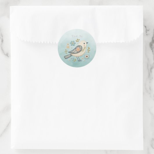 Little Green Bird Floral Sticker (Tas)