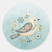 Little Green Bird Floral Sticker (Voorkant)