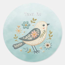Little Green Bird Floral Sticker