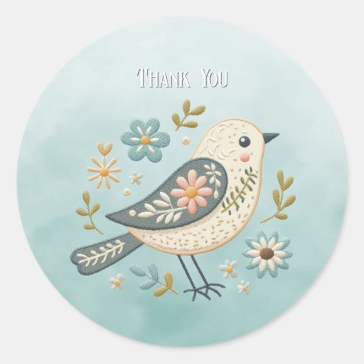 Little Green Bird Floral Sticker (Voorkant)
