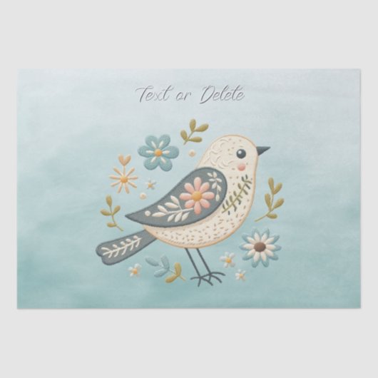 Little Green Bird Floral Tissue Paper Tissuepapier (Voorkant)