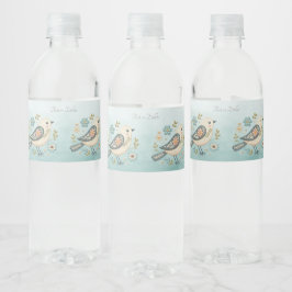 Little Green Bird Floral Waterfles Etiket