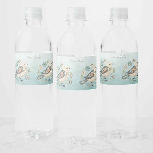 Little Green Bird Floral Waterfles Etiket (Flessen)