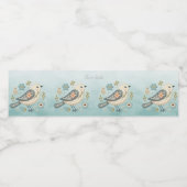 Little Green Bird Floral Waterfles Etiket (Enkel label)