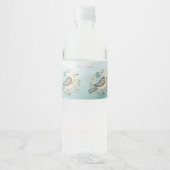 Little Green Bird Floral Waterfles Etiket (Voorkant)