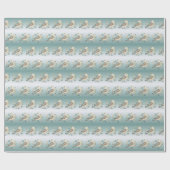 Little Green Bird Floral Wrapping Paper Cadeaupapier (Vlak)