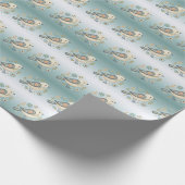 Little Green Bird Floral Wrapping Paper Cadeaupapier (Hoek)