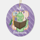Little Green Bookworm Keramisch Ornament (Links)