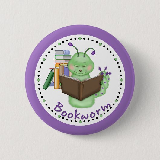 Little Green Bookworm Ronde Button 5,7 Cm (Voorkant)