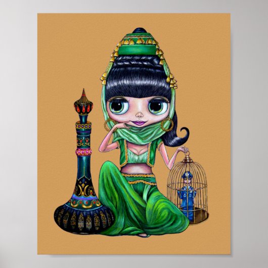 Little Green Genie Belly Dancer Girl Poster (Voorkant)