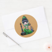 Little Green Genie Belly Dancer Girl Ronde Sticker (Envelop)