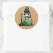 Little Green Genie Belly Dancer Girl Ronde Sticker (Tas)