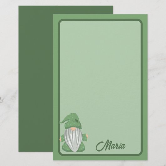 Little Green Gnome Gedetailleerd Briefpapier (Voorkant / Achterkant)