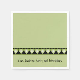 Little Green Heart Pattern Accented Servet