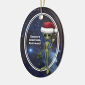 Little Green Man Alien Space Holiday Keramisch Ornament (Links)