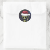Little Green Man Alien Space Holiday Ronde Sticker (Tas)
