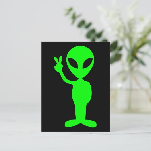 Little Green Man Briefkaart (Staand voorkant)