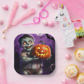 Little Green Monster & Pumpkin Vriend Papieren Bordje (Feest)