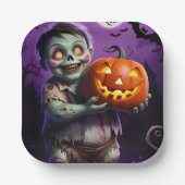 Little Green Monster & Pumpkin Vriend Papieren Bordje (Voorkant)