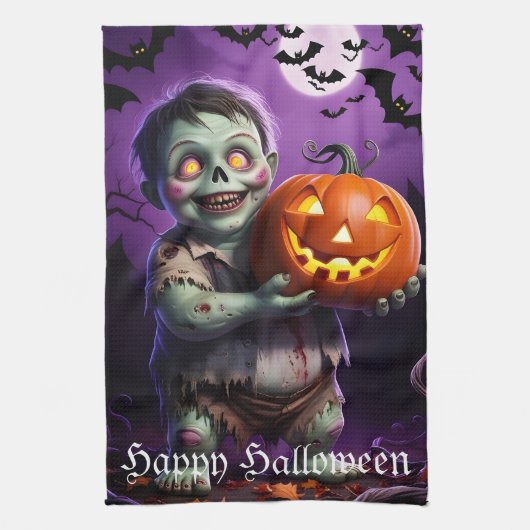 Little Green Monster & Pumpkin Vriend Theedoek (Verticaal)