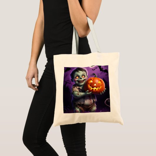 Little Green Monster & Pumpkin Vriend Tote Bag (Voorkant (product))
