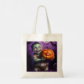 Little Green Monster & Pumpkin Vriend Tote Bag (Achterkant)