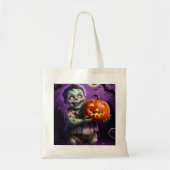 Little Green Monster & Pumpkin Vriend Tote Bag (Voorkant)