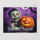 Little Green Monster & Pumpkin Vriend Uitnodiging Briefkaart (Voorkant)