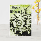 Little Green Monster Sketch Kaart (Gele Bloem)