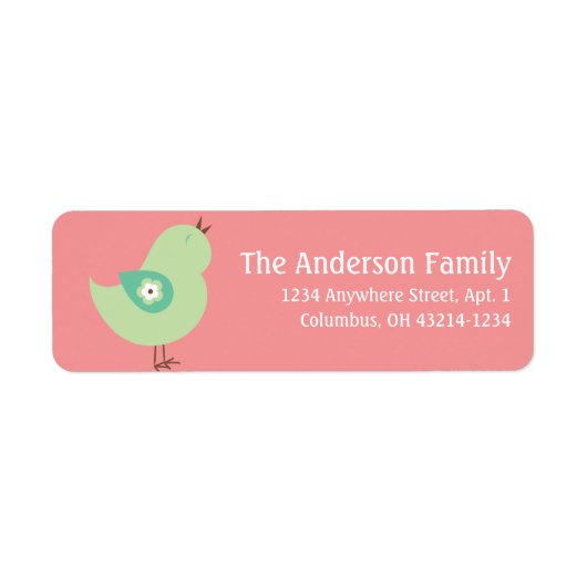 Little Green Spring Sason Bird Adresetiketten Etiket (Voorkant)