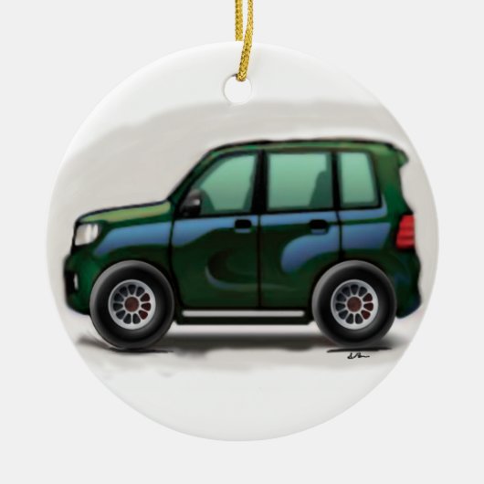 Little Green SUV Vier Wheel Keramisch Ornament (Voorkant)