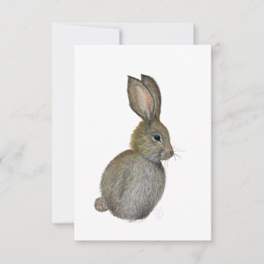 Little Grey Bunny Notecard - Original Artwork Kaart (Voorkant)