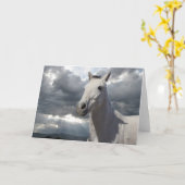  Little Grey Pony met grote ogen - Blank Kaart (Gele Bloem)
