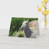  Little Grey Pony met grote ogen - Blank Kaart (Gele Bloem)