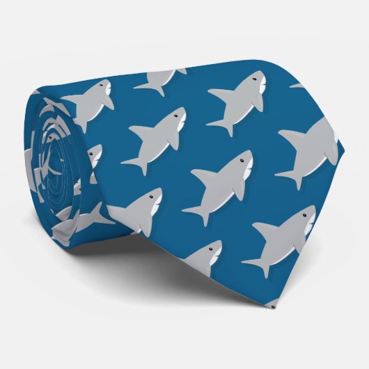 Little Grey Shark Cartoon Novelty Stropdas (Opgerold)